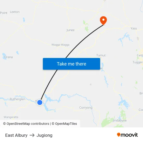 East Albury to Jugiong map