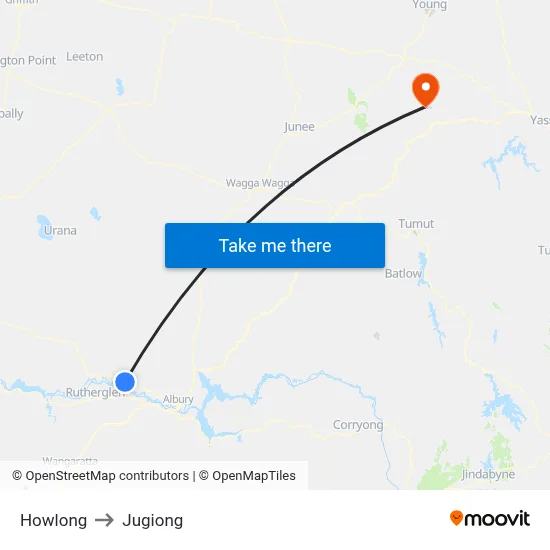 Howlong to Jugiong map