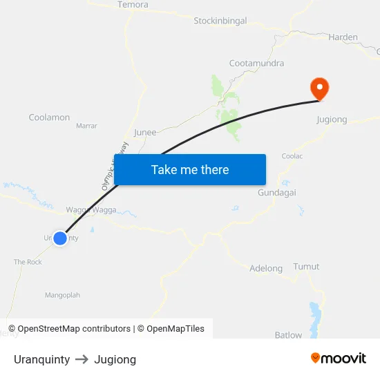 Uranquinty to Jugiong map