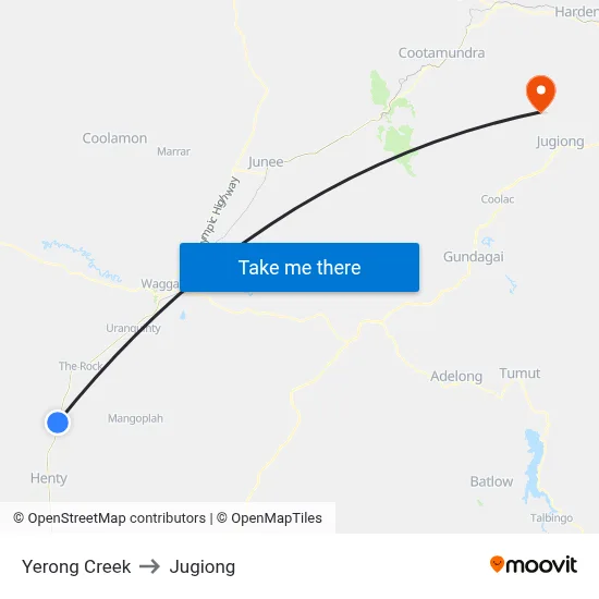 Yerong Creek to Jugiong map