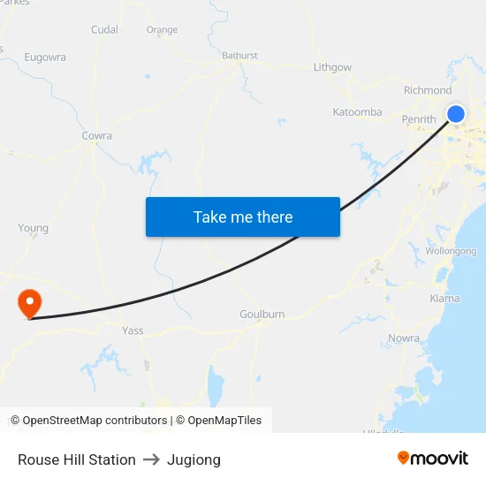 Rouse Hill Station to Jugiong map