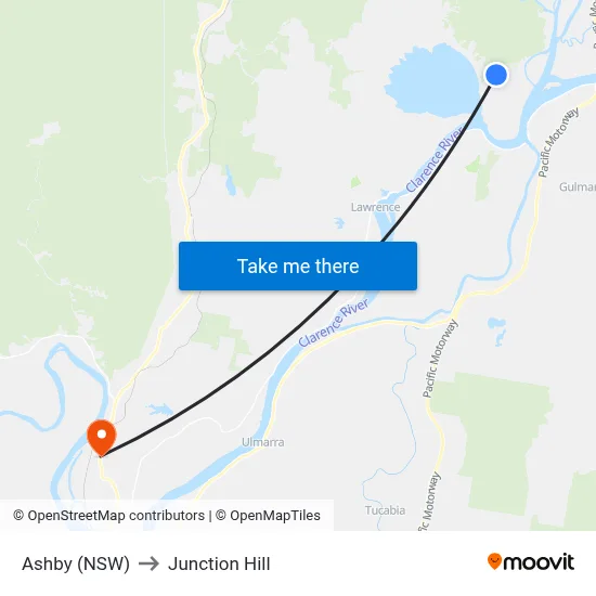 Ashby (NSW) to Junction Hill map