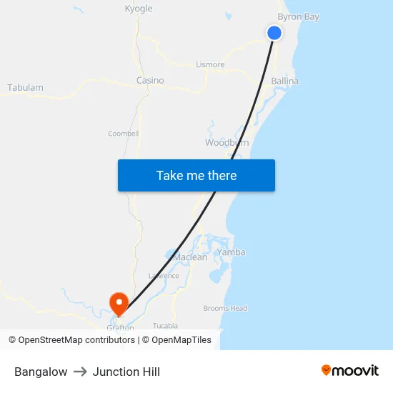 Bangalow to Junction Hill map