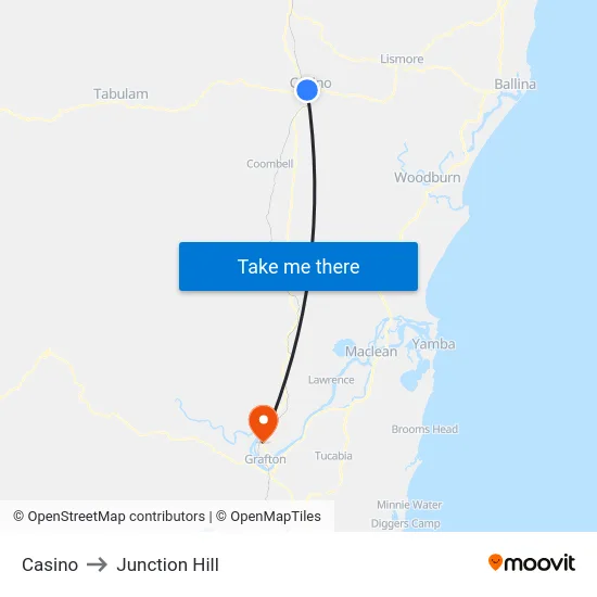 Casino to Junction Hill map