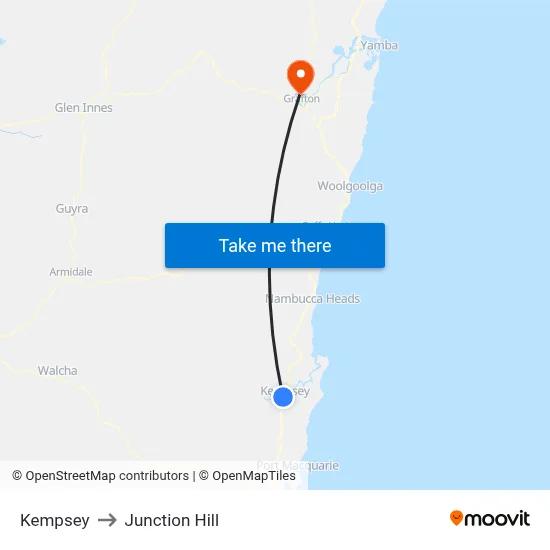 Kempsey to Junction Hill map