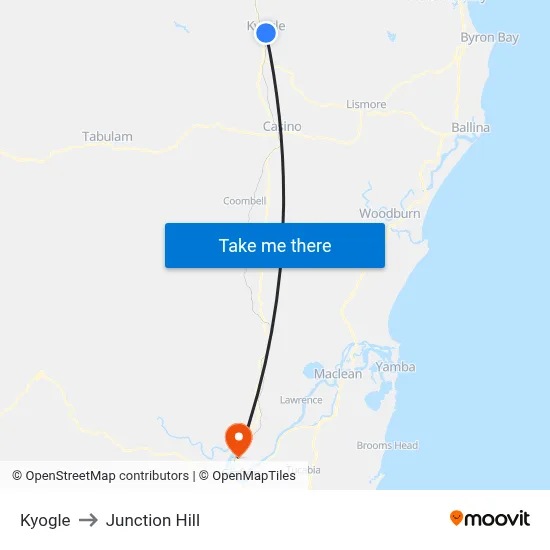 Kyogle to Junction Hill map