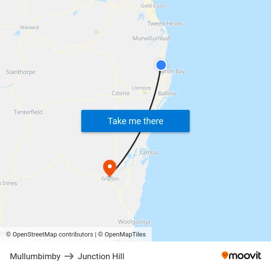Mullumbimby to Junction Hill map