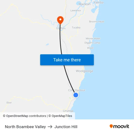 North Boambee Valley to Junction Hill map