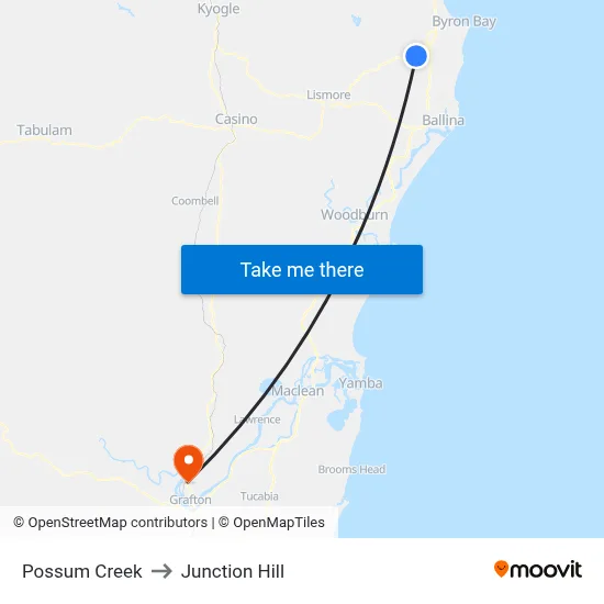 Possum Creek to Junction Hill map