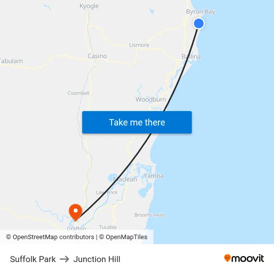 Suffolk Park to Junction Hill map