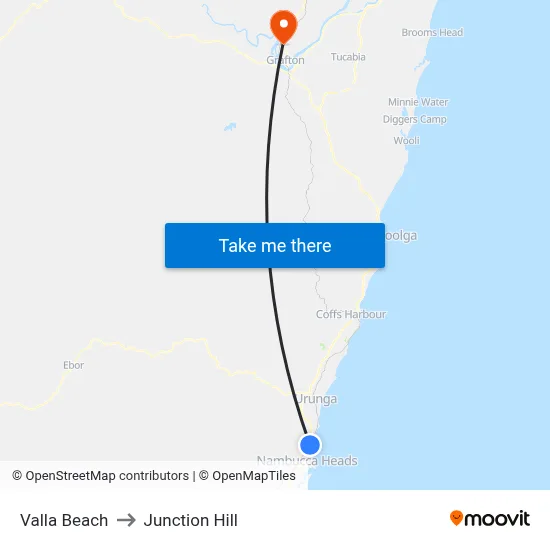 Valla Beach to Junction Hill map