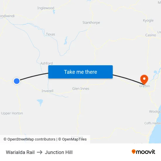 Warialda Rail to Junction Hill map