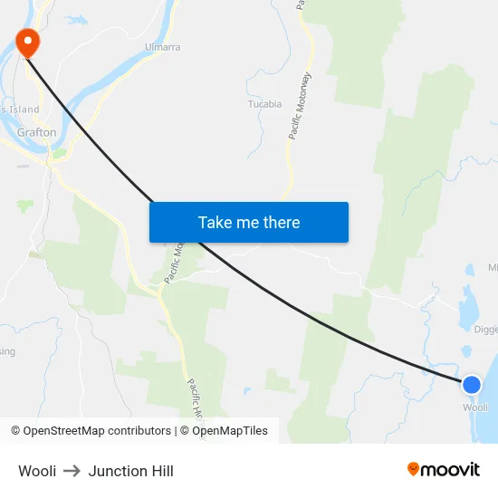 Wooli to Junction Hill map