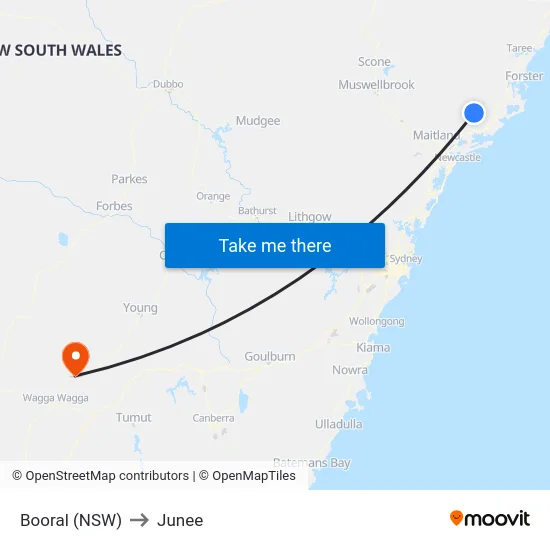 Booral (NSW) to Junee map
