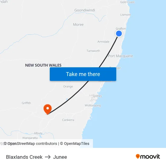 Blaxlands Creek to Junee map