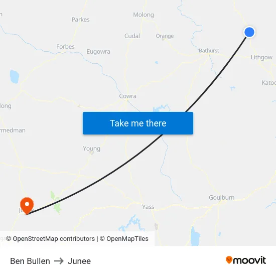 Ben Bullen to Junee map