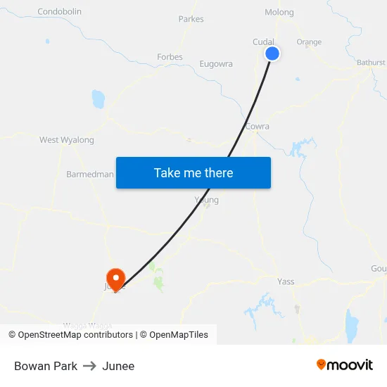 Bowan Park to Junee map