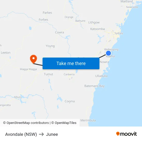 Avondale (NSW) to Junee map