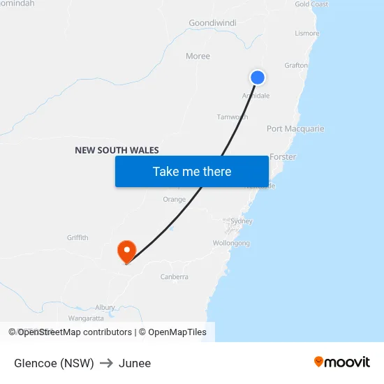 Glencoe (NSW) to Junee map