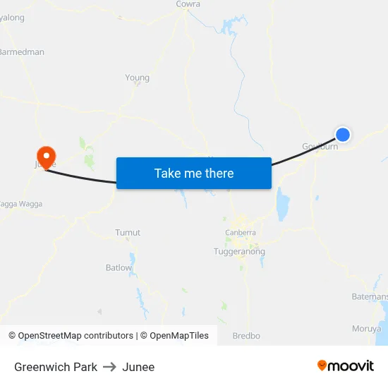 Greenwich Park to Junee map