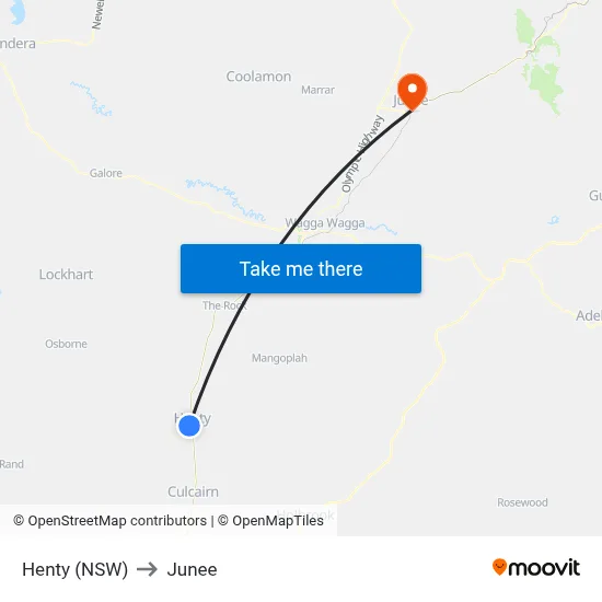 Henty (NSW) to Junee map
