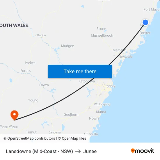 Lansdowne (Mid-Coast - NSW) to Junee map