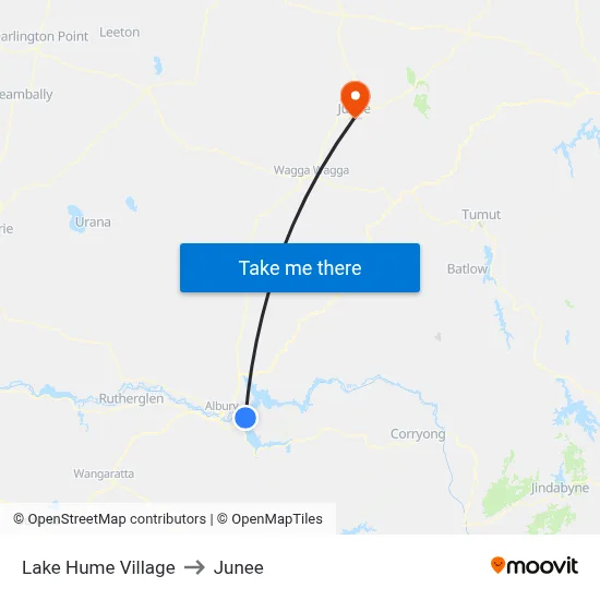 Lake Hume Village to Junee map
