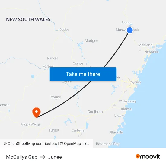 McCullys Gap to Junee map
