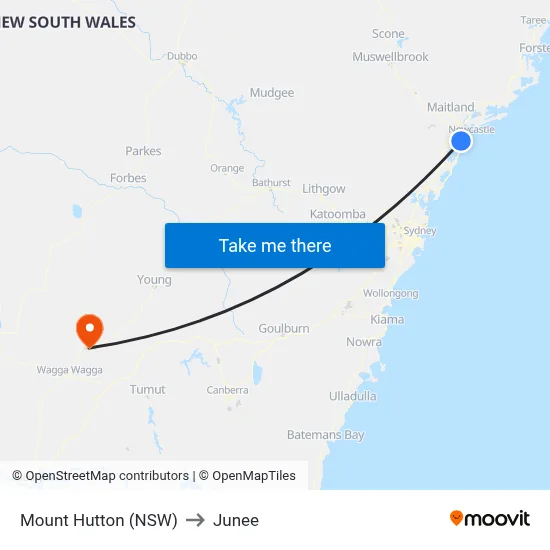 Mount Hutton (NSW) to Junee map
