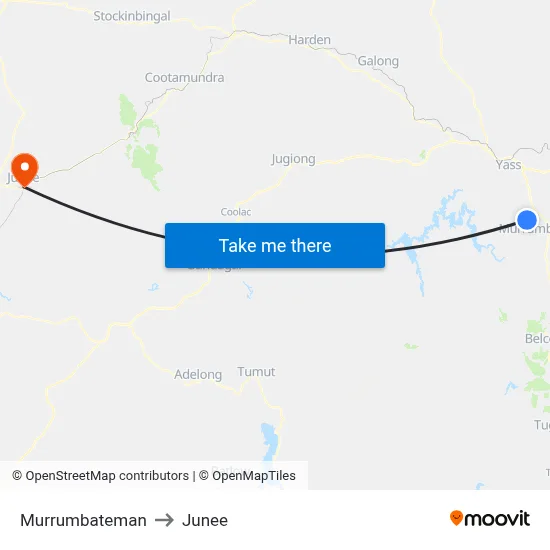 Murrumbateman to Junee map