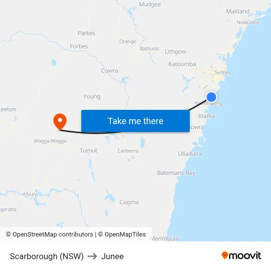 Scarborough (NSW) to Junee map