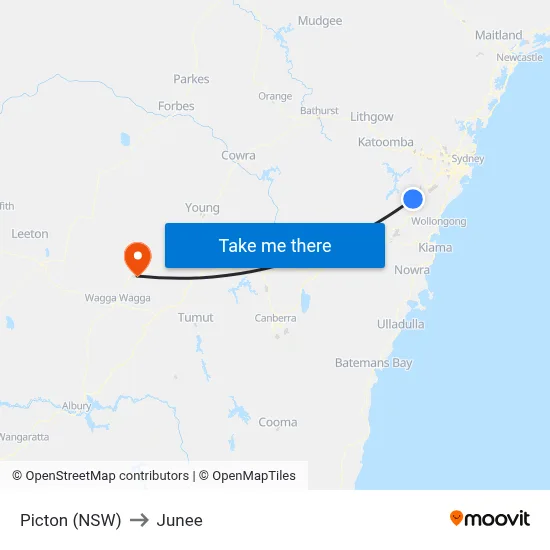 Picton (NSW) to Junee map
