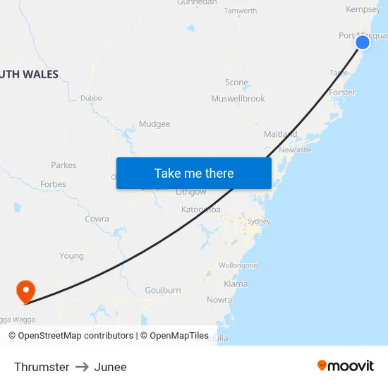 Thrumster to Junee map