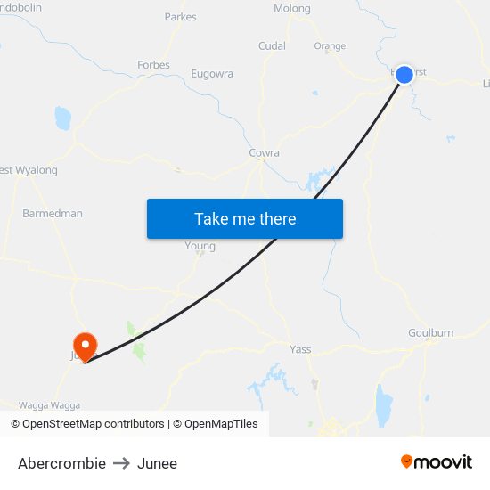 Abercrombie to Junee map