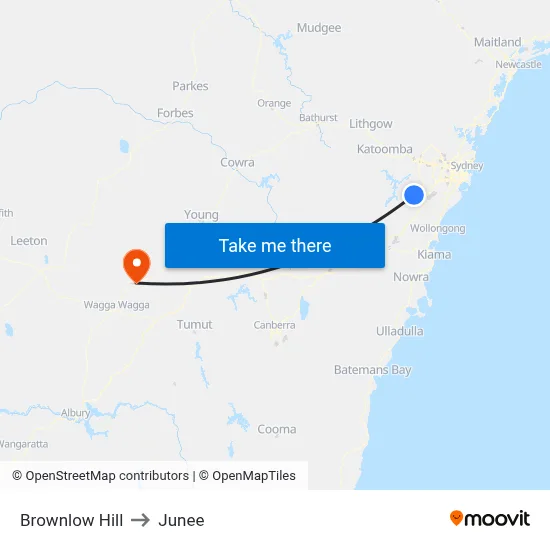 Brownlow Hill to Junee map