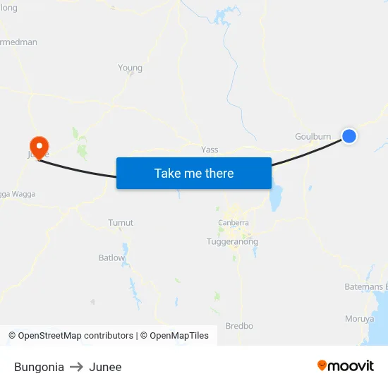 Bungonia to Junee map