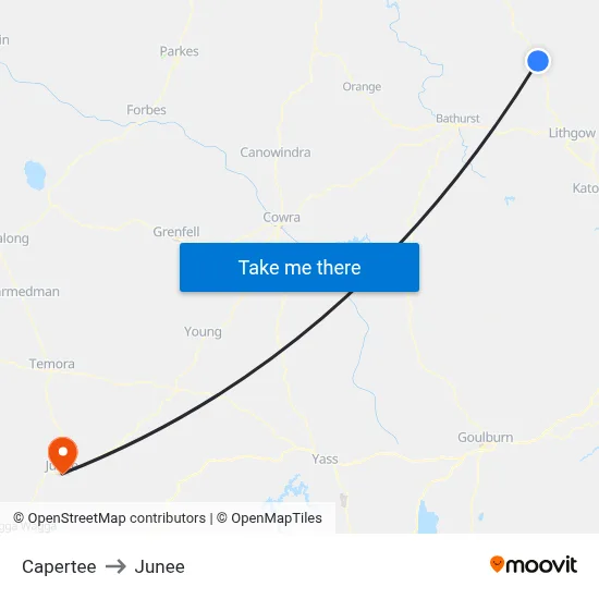 Capertee to Junee map