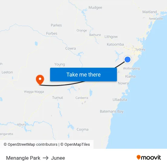 Menangle Park to Junee map