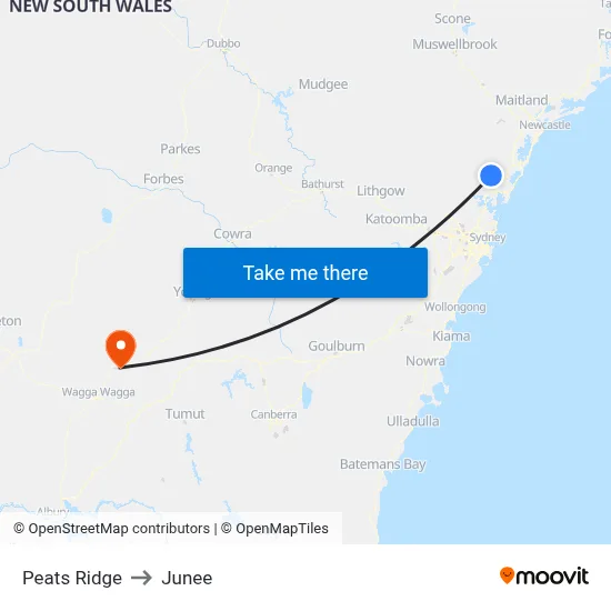 Peats Ridge to Junee map