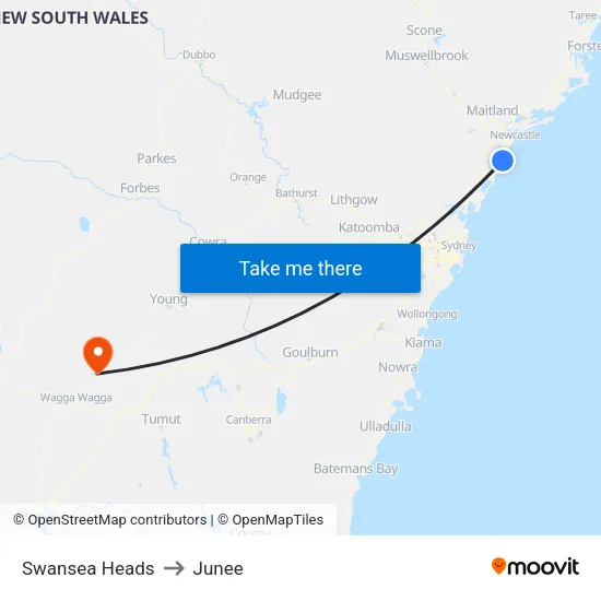 Swansea Heads to Junee map