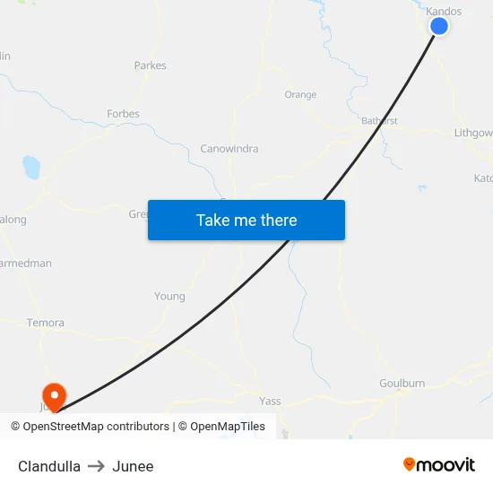 Clandulla to Junee map