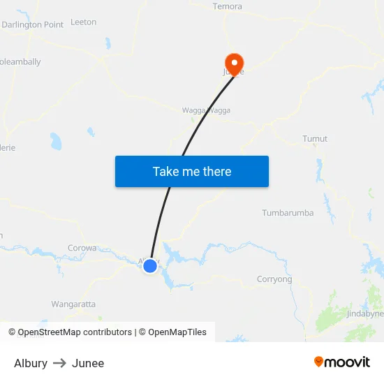 Albury to Junee map