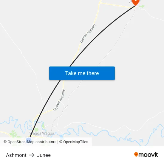 Ashmont to Junee map