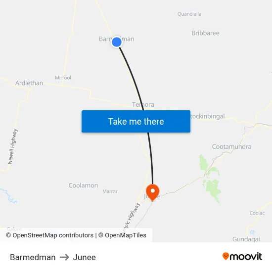 Barmedman to Junee map