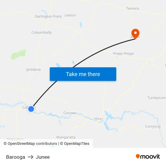 Barooga to Junee map