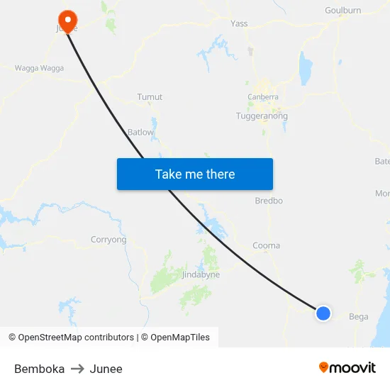 Bemboka to Junee map