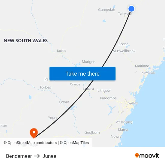 Bendemeer to Junee map