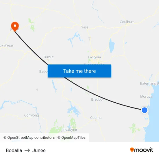 Bodalla to Junee map