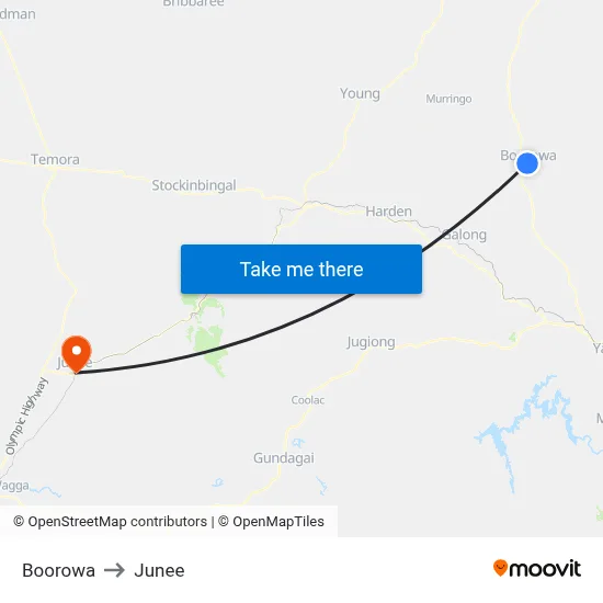 Boorowa to Junee map