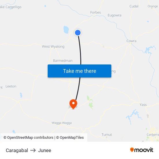 Caragabal to Junee map